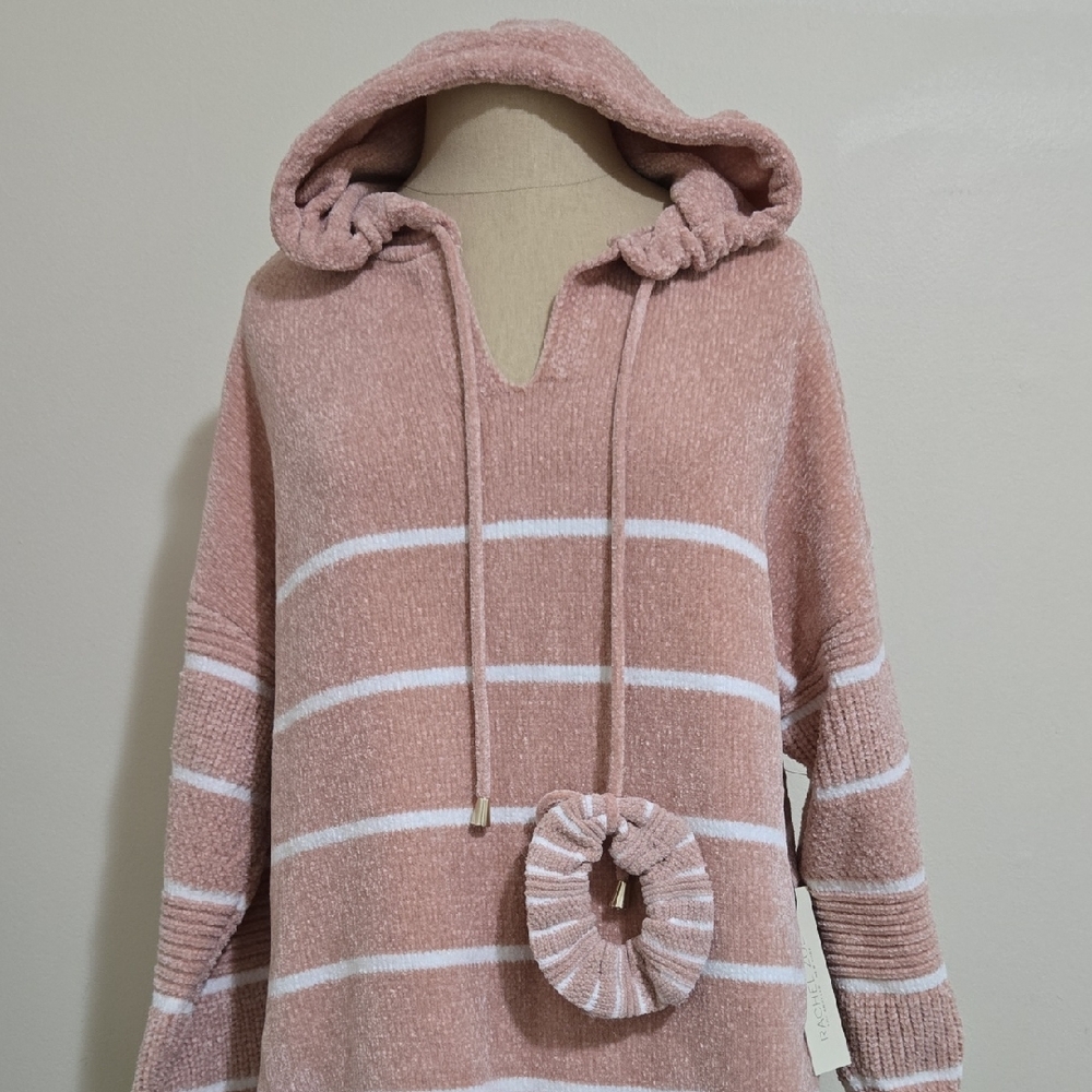 Rachel Zoe Blush and White Striped Hooded Sweater